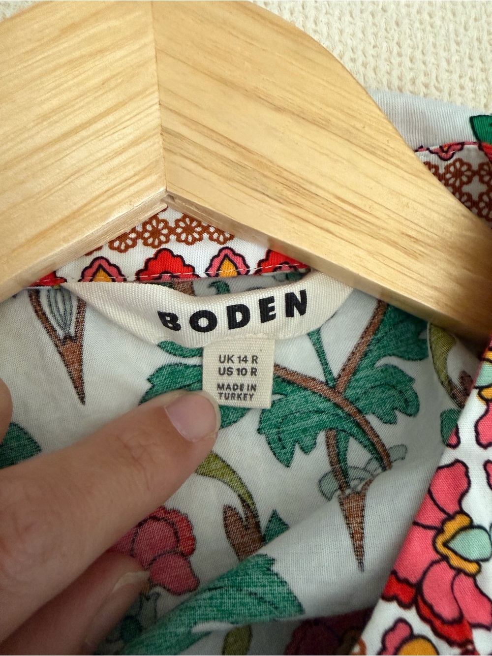 Boden Carry Cotton Midi Green & White Floral Tie-Waist Cottagecore Dress - Picture 13 of 14
